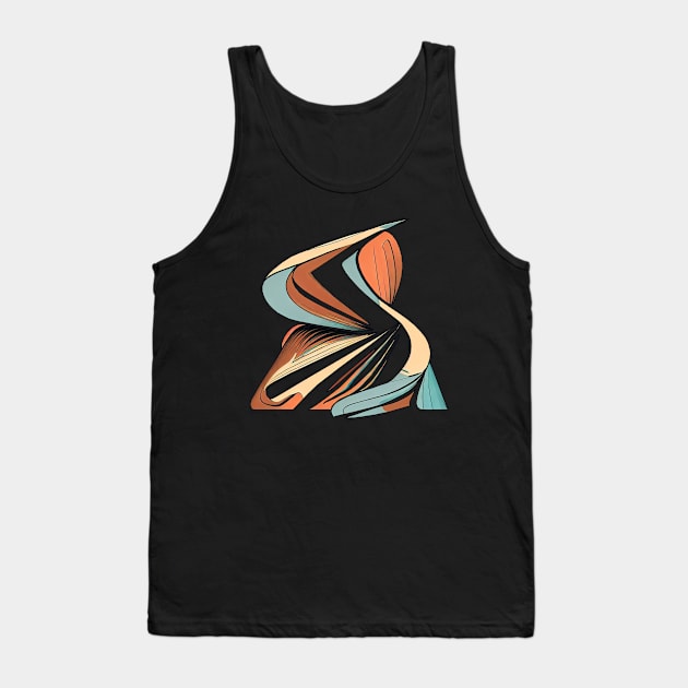 Modern abstract | Dancing curve | Red, Blue, and Orange Tank Top by Horizon Line Apparel